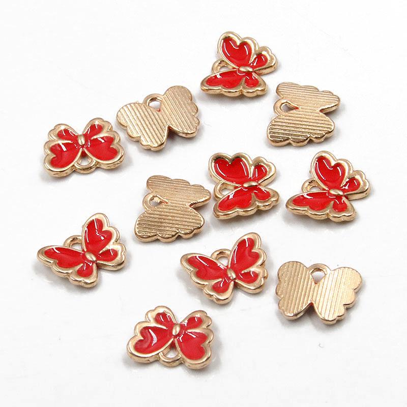 10 Colors 10*13mm KC Gold Enamel Butterfly Charms for Necklaces & Bracelets