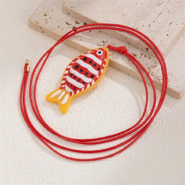 Handmade Casual Beach Jewelry Accessory Artistic Crafted Surfer Neckwear Adjustable Neck Chain Jewelry with Fish Pendant