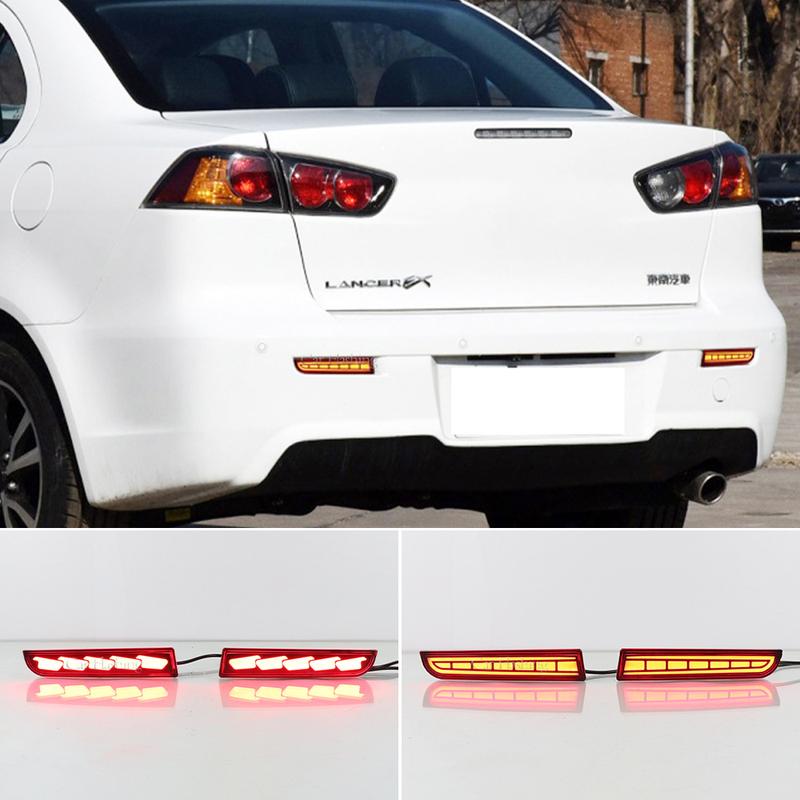2Pcs For Mitsubishi Lancer EVO 2008-2017 Evolution X CZ4A Outlander Sport RVR ASX LED Rear Bumper Reflector Tail Brake Light