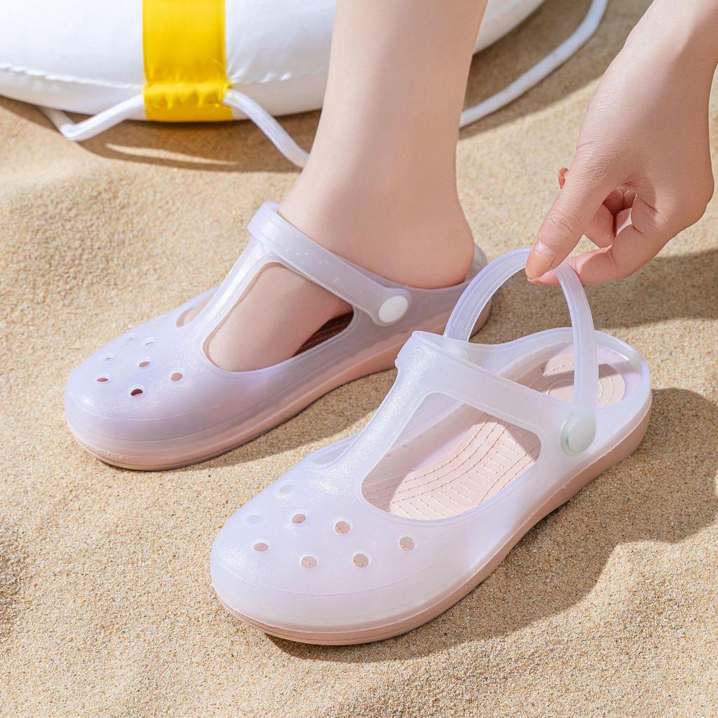 Damen Rutschfeste Zehengeschlossene Jelly Strandsandalen