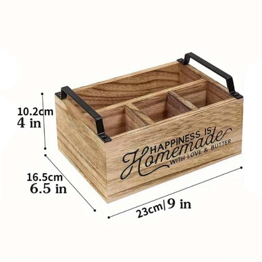 

1PC Wooden Dividing Knife Fork Spoon Storage Box Household Kitchen Desktop Coffee Bar Storage Box Miscellaneous Storage Box