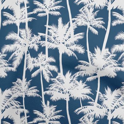 Cotton Flex Blue Fabric Coconut Tree & Leaf Sewing Material Print Fabric By The Yard 40 Inch