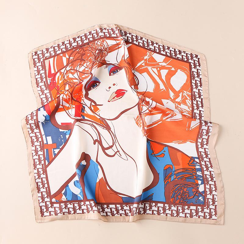 

Новый французский универсальный модный милый квадратный шарф с принтом, шелковый шарф, женский универсальный профессиональный декоративный шарф, галстук-мешок 70*70cm
