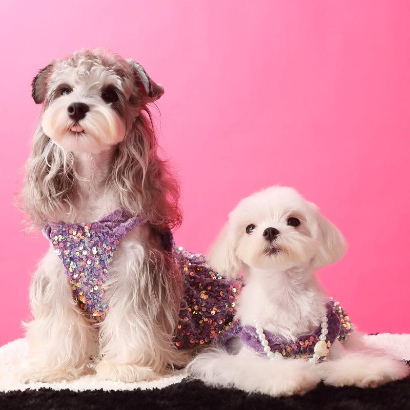 Dog Dresses for Small Dogs Party Sequins Velvet Dress for Dogs Girl Puppy Birthday Wedding Christmas Outfit Soft Pet Apparel Cute Chihuahua