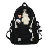 New Backpack with Cute Bear Plush Pendant and Cartoon Pins Large Capacity School Bag for Teen Girls Student Travel
