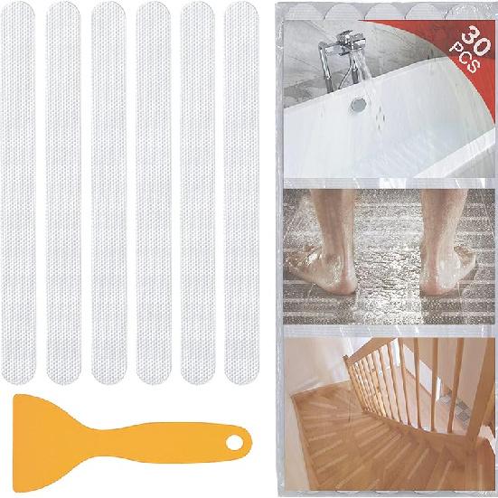 V-TOP 30 PCS Non Slip Shower Stickers, Safety Shower Non Slip Adhesive Strips Treads for Bathroom Floor Tub Stairs Ladders Pools Boats, Bathtub