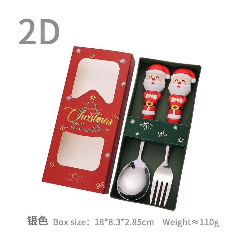 New Christmas Deer Dessert Spoon Set Christmas Tree Spoon Fork Santa Claus Tableware Gift Set Cubiertos De Acero Inoxidable