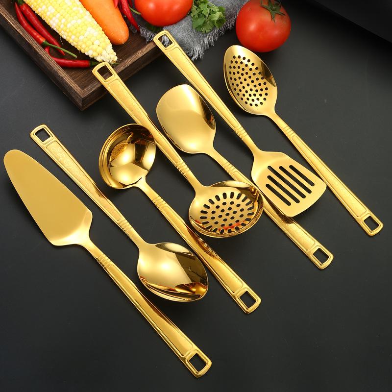 Sada nerezového kuchyňského nádobí Zesílená světle potištěná nemagnetická polévková lžíce obracečka a lžíce na smažení