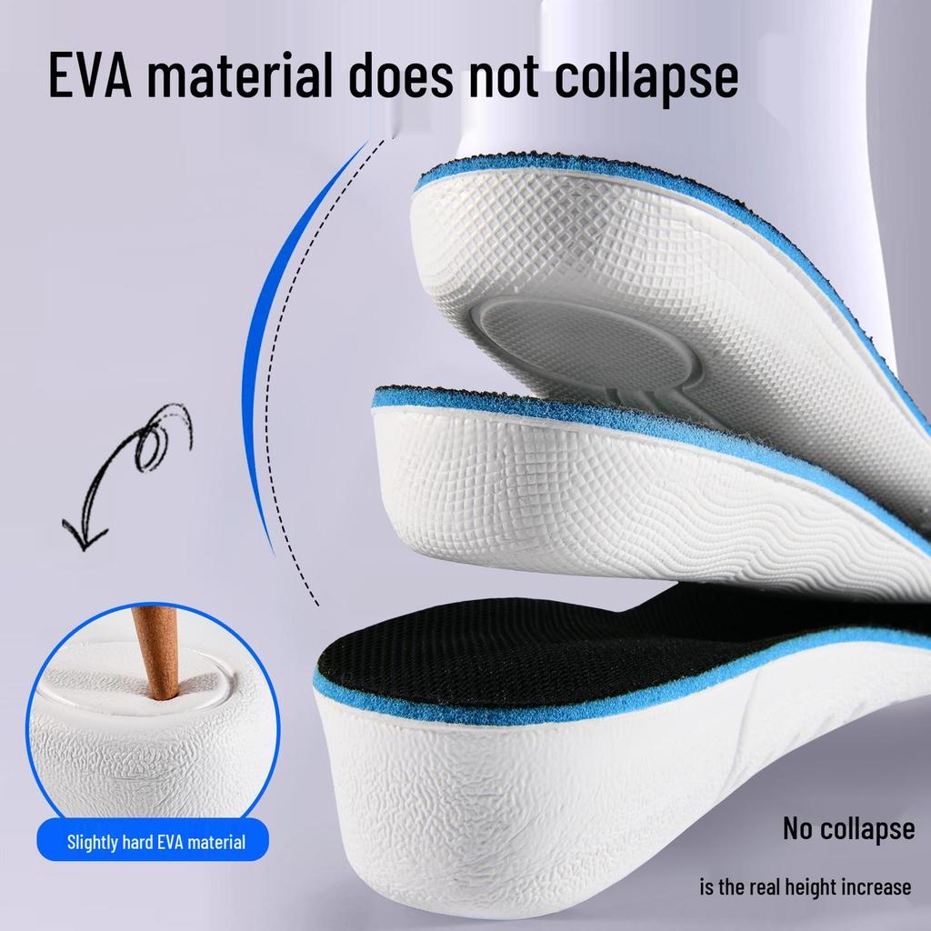 Invisible Height-Boosting Insoles: Breathable, Shock-Absorbing, Soft EVA for Men's & Women's Casual Sports Shoes
