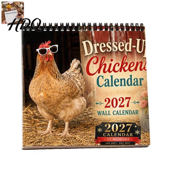 Creative Daily Memo Pad Chicks 2027 Wall Calendar Funny Dressed Up Chicken 12-Month Planner Home Organization Essentials Cute Farm Animal