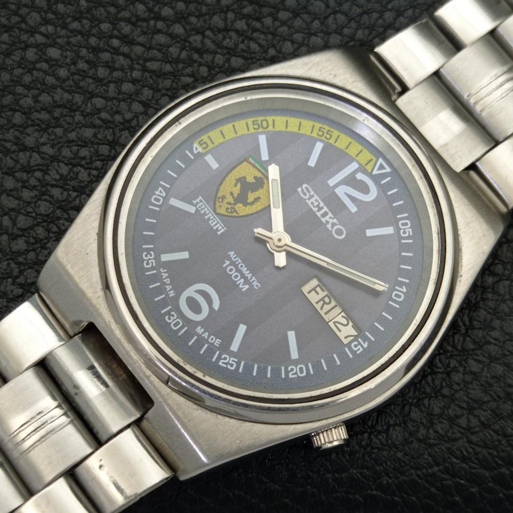 GENUINE VINTAGE SEIKO 5 AUTOMATIC 7019A JAPAN MENS FERRARI DIAL WATCH a701600-5 R206b-a701600