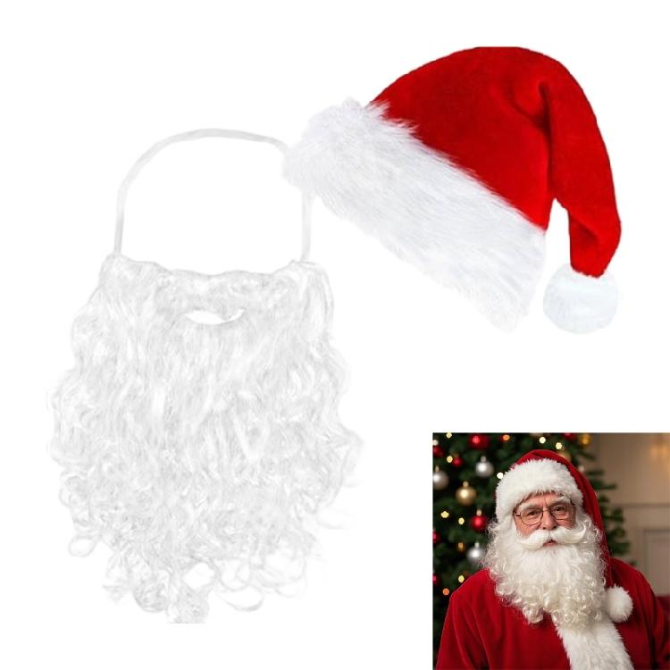 Weihnachtsdekorationen Weihnachtsmann Bart und Mütze, Weihnachts-Mütze Weihnachtsmann Bart Maske Gesichtsschutz Weihnachtskostüm Dekorationen Geschenke
