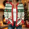 Women's Casual Christmas Print Long Sleeve Open Front Cardigan Jacket for Fall and Winter