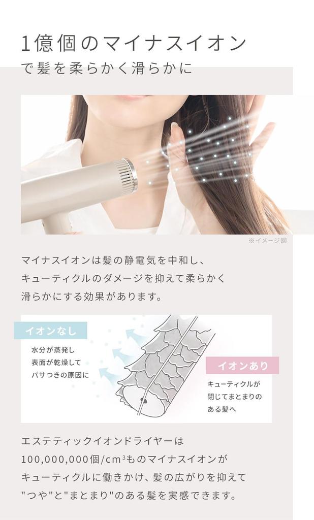ANLIETTE Aesthetic Ion Dryer Quick Dry Large Air Volume Ultra Light Negative Ion Auto Cleaning Function Milky White AN-004