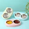 Pet Double Bowl Plastic Kitten Cat Food Drinking Tray Feeder Cat Feeding Pet Supplies Accessories