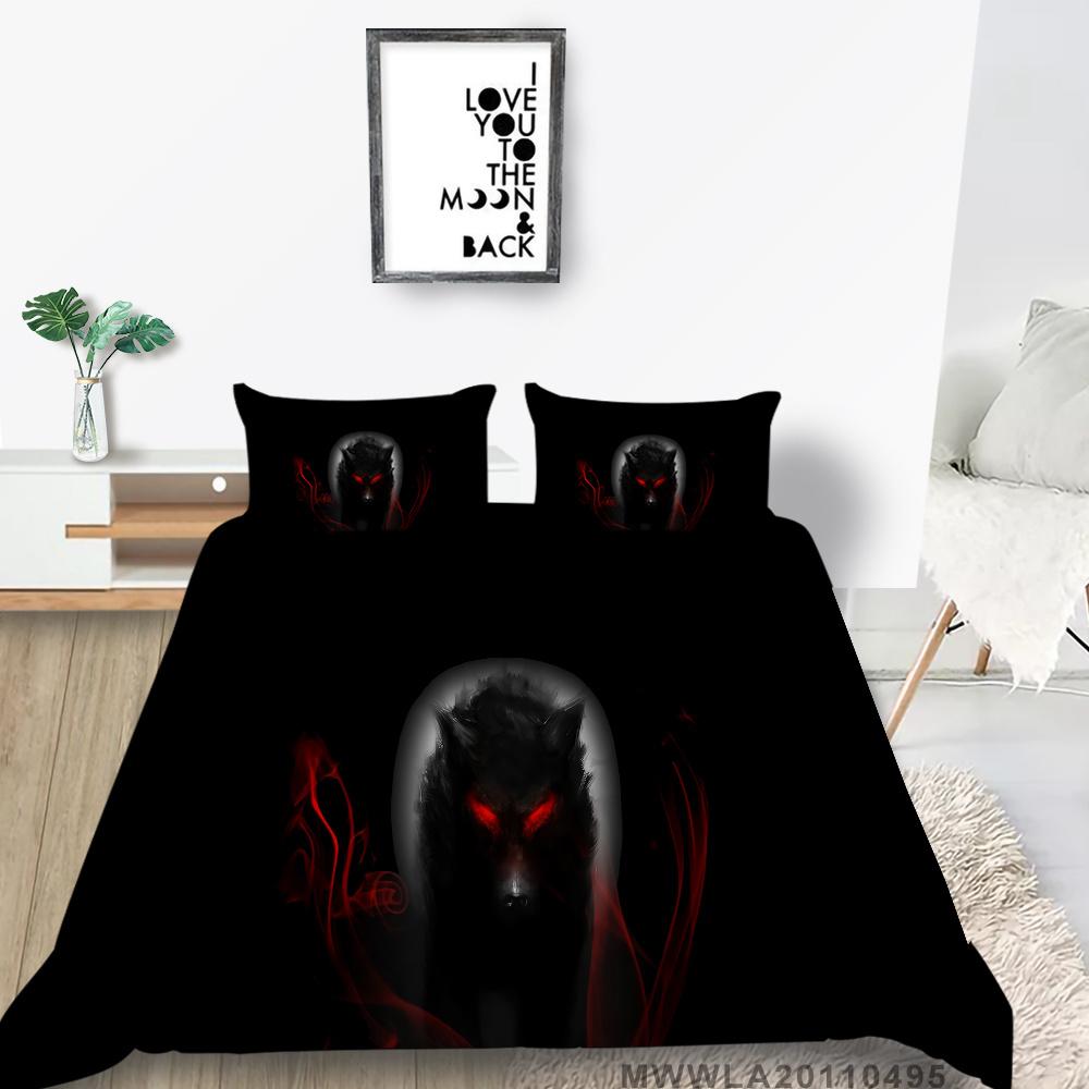 Home Bed Set with Bedding Pillow 2/3 Pcs Duvet Covers Highend 3D Wolf Printed Bedding Suit Home Textiles