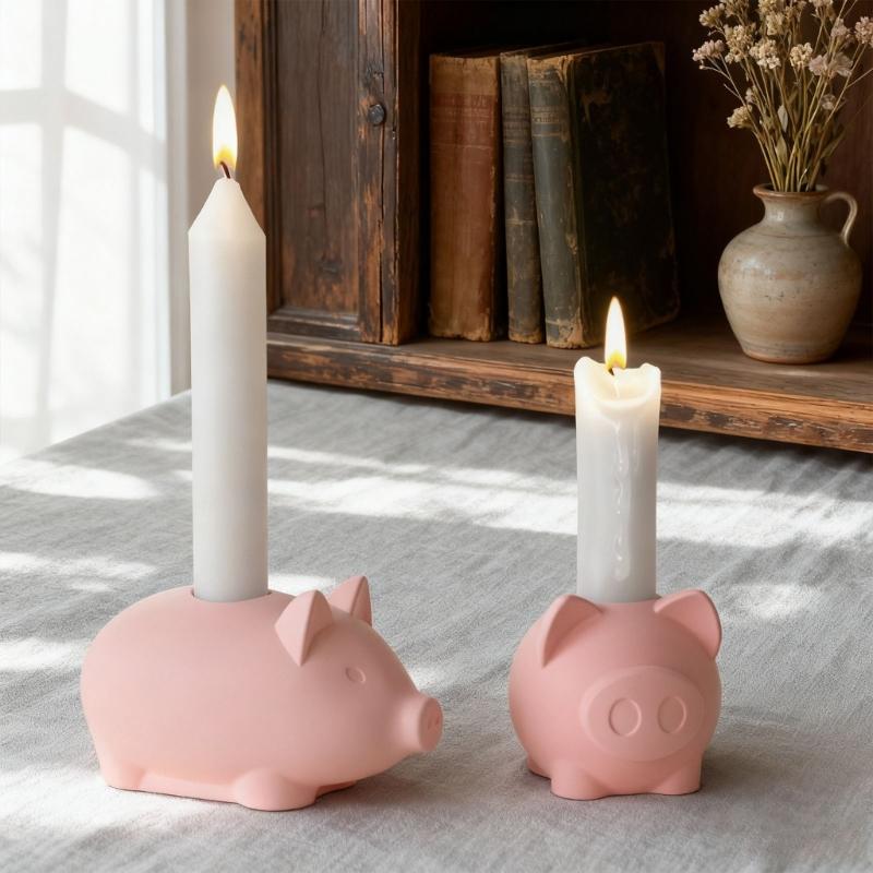 Silicone DIY Mold for Crystal Drip Glues Pig Candle Holder Base Craft Decoration Easy to Use and Clean