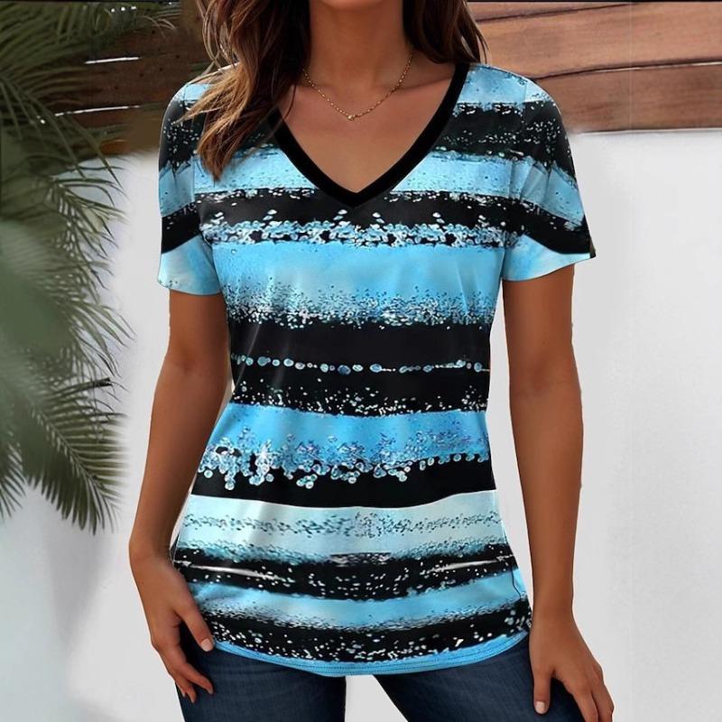 Summer T-shirt Loose T-shirt Women's 3D Digital Printed Short Sleeved Top Shirt