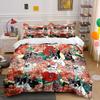 French Bulldogs & Floral Print Bedding Duvet Cover Set Duvet Cover Pillowcases  (1*Duvet Cover 2*Pillowcases, Without Duvet Insert)