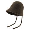 Autumn and winter knitted hat women's face small ear protector wool hat lace-up versatile windproof warm ear protector pullover hat