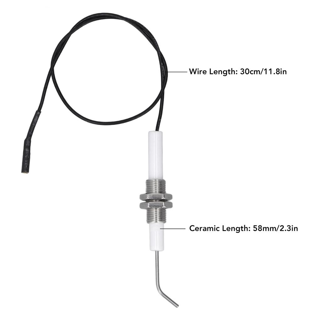 ZK40 5 szt. Elektroda zapłonowa ceramiczna M10 Gwintowana elektroda zapłonowa do pieca do zapalacza piezoelektrycznego z przyciskiem