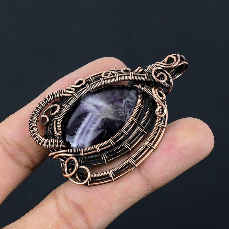 Amethyst Pendant Copper Wire Wrapped Pendant Amethyst Gemstone Pendant Copper Handmade Pendant Necklace For Christmas Gifts Birthday Gifts