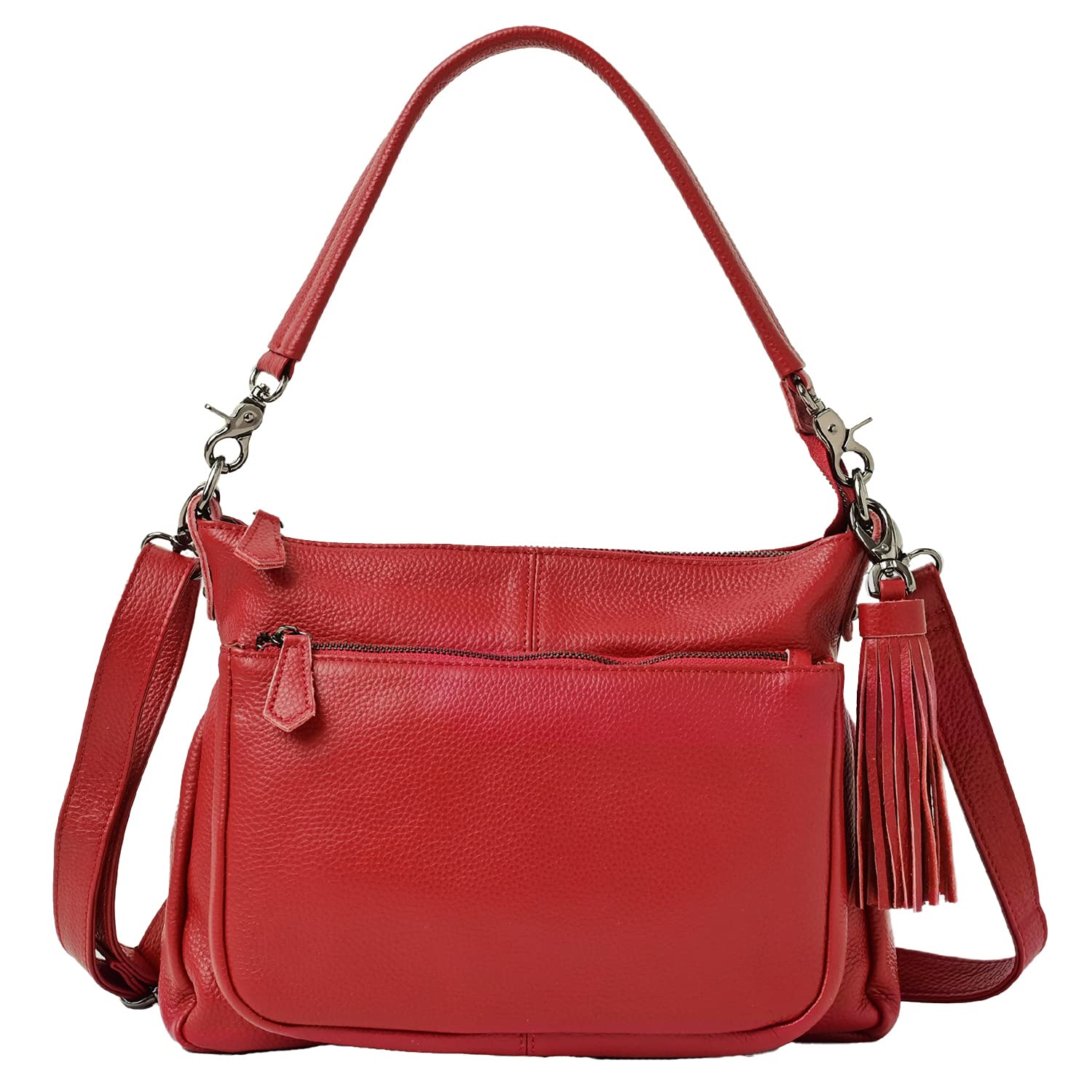 

Genuine Leather Shoulder Bag for Crossbody Ariel Dark Cherry Metal [Notre Favori] Women, Handbag, Plus, (Black Fittings)