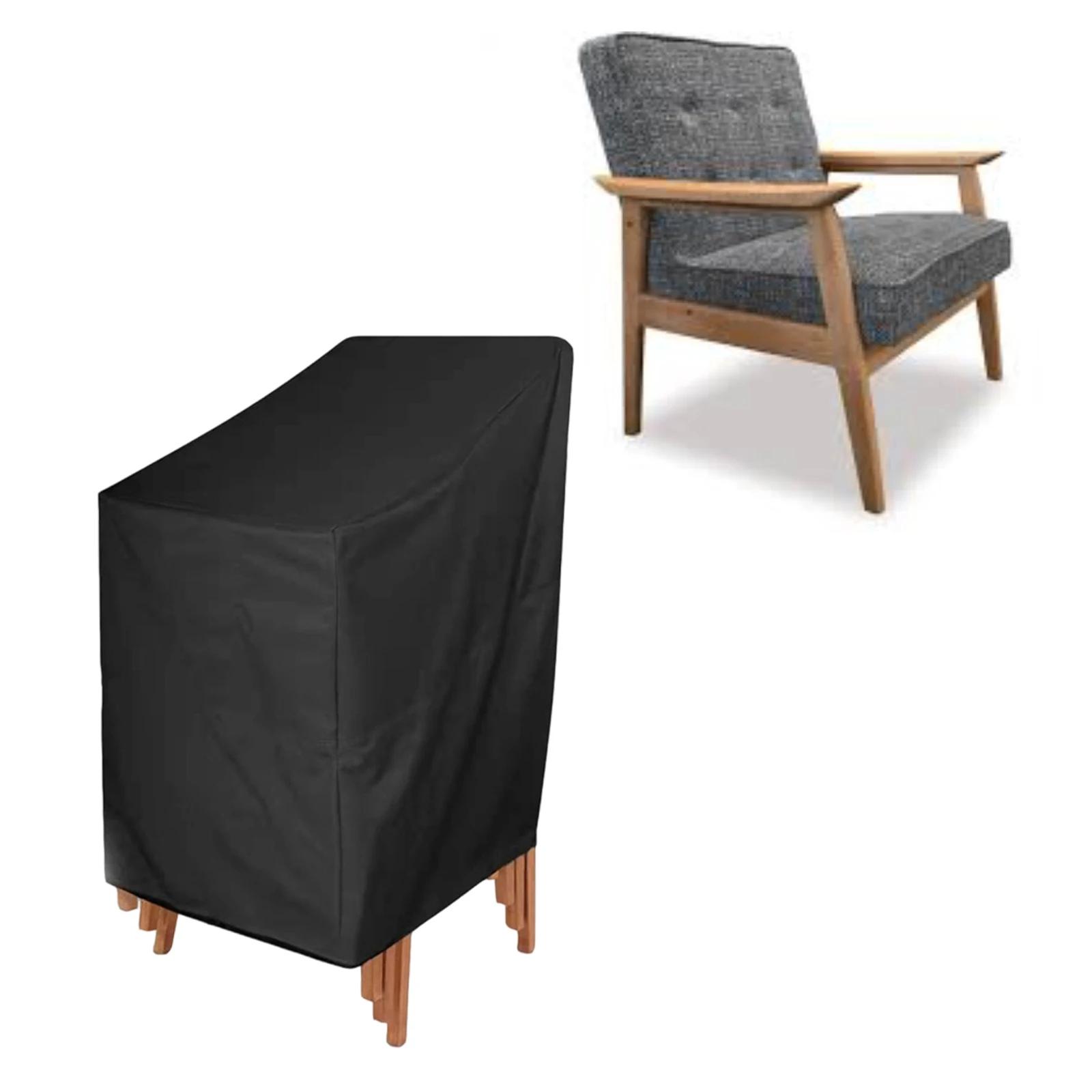 Protective Garden Chair Cover with Adjustable Hem 210D Polyester Winterproof Dustproof Cover for Stacking Chairs Single chair