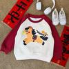 Korean Style Color Block Parent-Child Sweatshirt: Festive Crew Neck for Family of Three or Mother-Daughter Outfits.