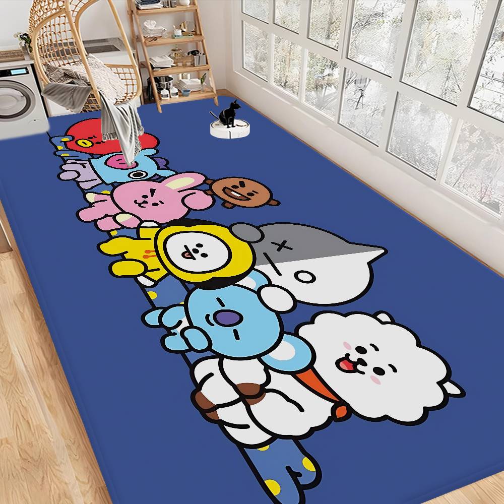 Cute B-b-bt21-es Bathroom Mat Anti-slip Absorb Water Long Strip Cushion Bedroon Mat Welcome Doormat