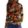 Women's Fashion Casual Slit Hem Round Neck Long Sleeve Loose Halloween Printed T-Shirt Ladies Top