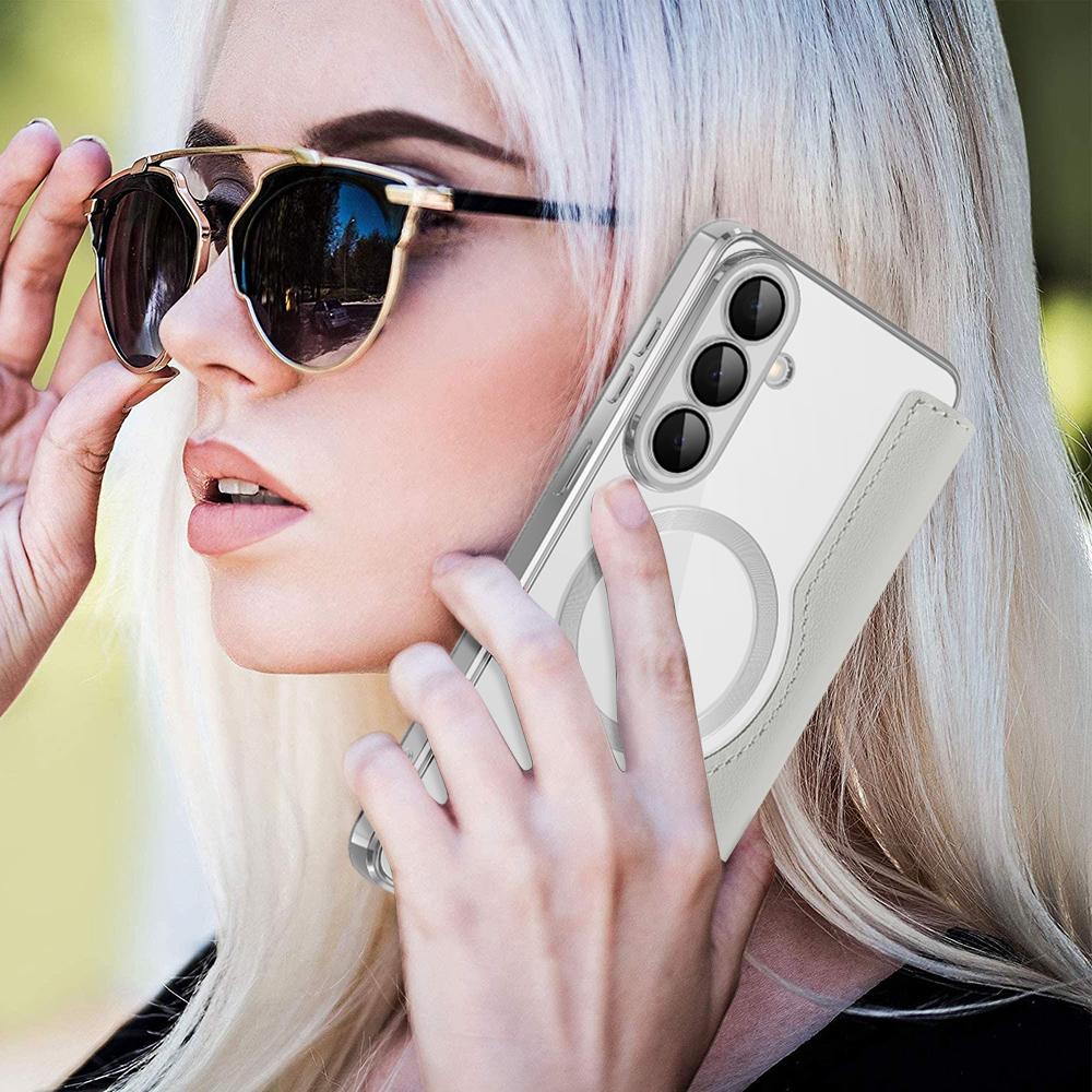 For Samsung Galaxy S26 Magnetic Case RFID Blocking Card Holder Leather Phone Cover with Lens Film