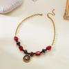 Vintage Star Stainless Steel Beaded Choker Necklace for Women Dainty Stone Pendant Chain Party Fashion Jewelry Gift