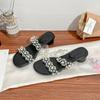 Sommer neue hochhackige coole Hausschuhe Fee Fee Wind Doppelreihe Ein-Wort mit Temperament Hausschuhe tragen hochwertig weiblich vielseitig