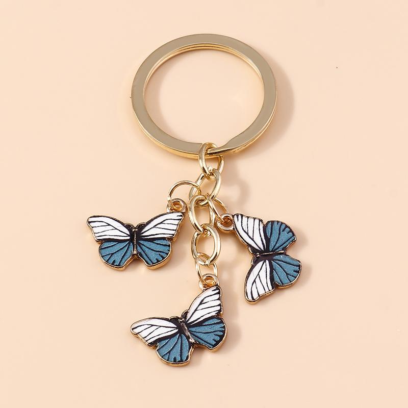 Cute Colorful Butterfly Keychains Enamel Animal Keyrings Souvenir Gift for Women Men Handbag Pendants Key Chains DIY Accessories