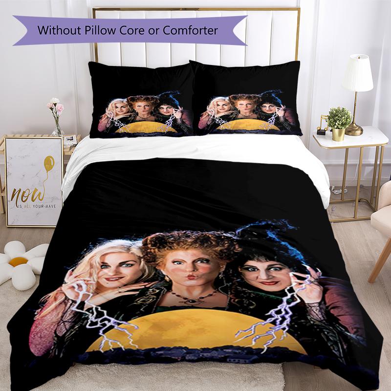 3pcs Hocus Pocus Bedding Set Duvet Cover Closure Includes 1 Duvet Cover & 2 Pillowcases, Soft and Comfortable for All Seasons.