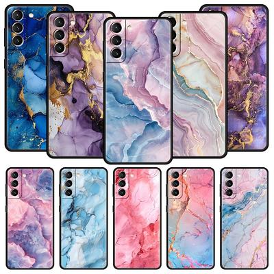 Marble Phone Case For Samsung Galaxy S26 Ultra S25 Plus S24 FE S23 S22 5G S21 S20 Cover Black Soft