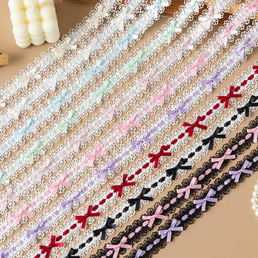2.5cm Wide Lolita Lace Trim Ribbon For Party Dress Bow Embroideried Trimming Collar Decorative Fabric Sewing DIY Crafts Material