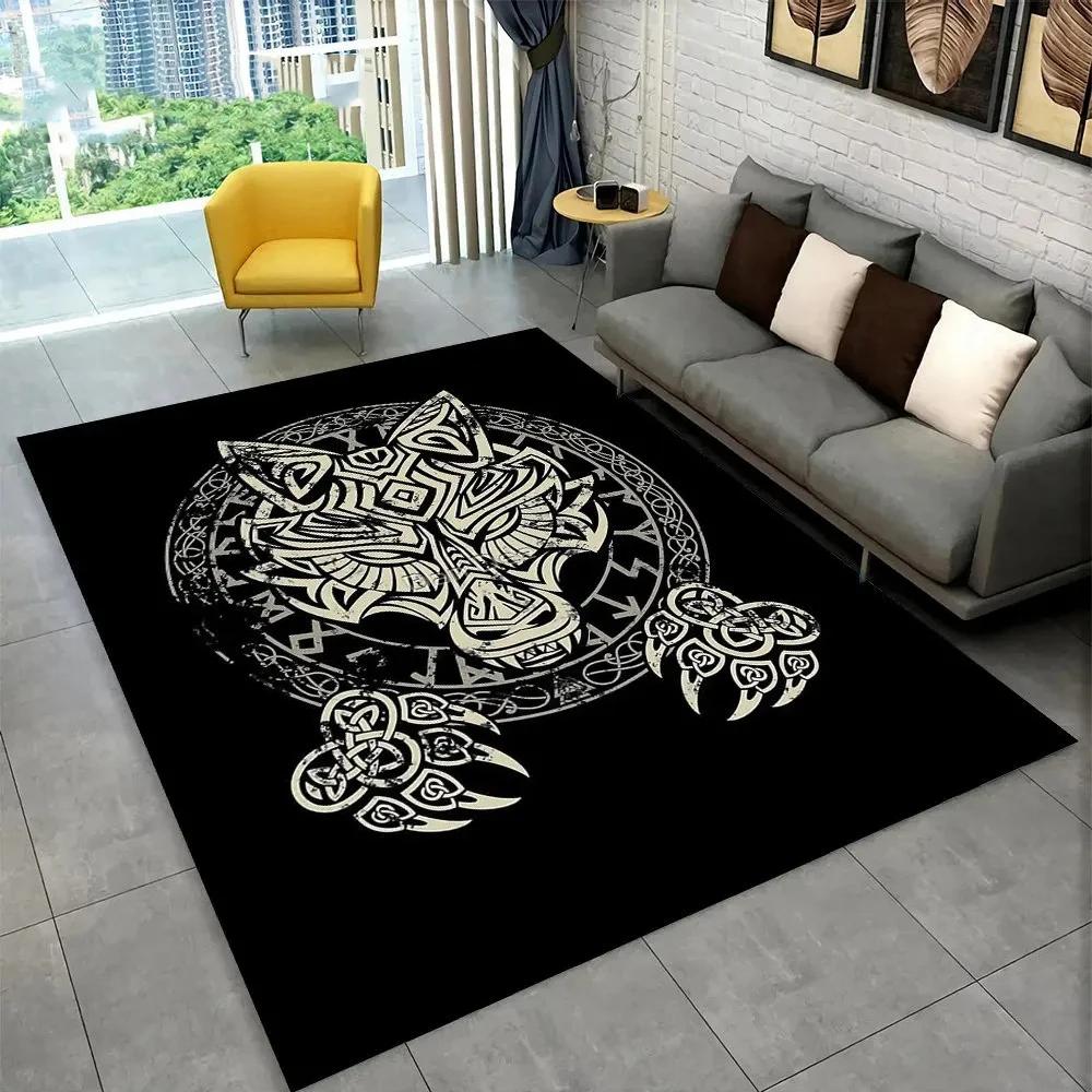 Nordic Viking Mythology Odin Valhalla Carpet Rug for Home Living Room Bedroom Sofa Doormat Decor,kid Area Rug Non-slip Floor Mat