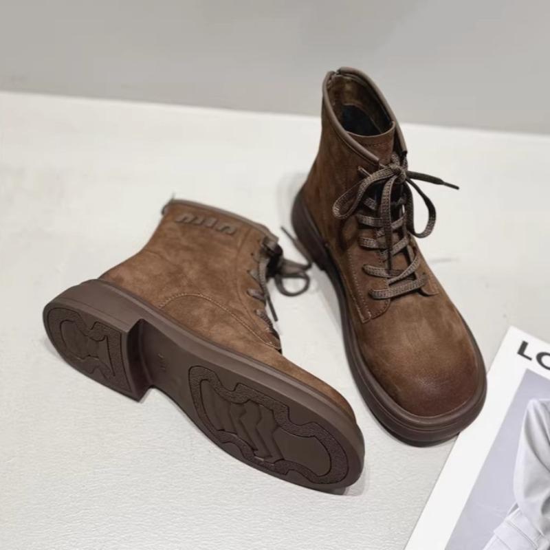 Fashion Women Suede Ankle Platform Snow Boots Fashion Mid Heels Casual Sneakers Shoes Winter 2025 Trend Retro Sport Lace Up Botas Mujer