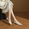 29820 [sheepskin] Flat Shoes Women's Thick Heel 2025 New Pointed Head Temperament Shallow Mouth Rhinestone Bow Shoes