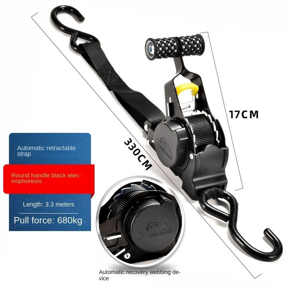 Retractable Auto Ratchet Strap Automatic Shrink Bundle Tape Motorcycles Convenience Luggage Straps Ratchet Strap Tie-Down Strap