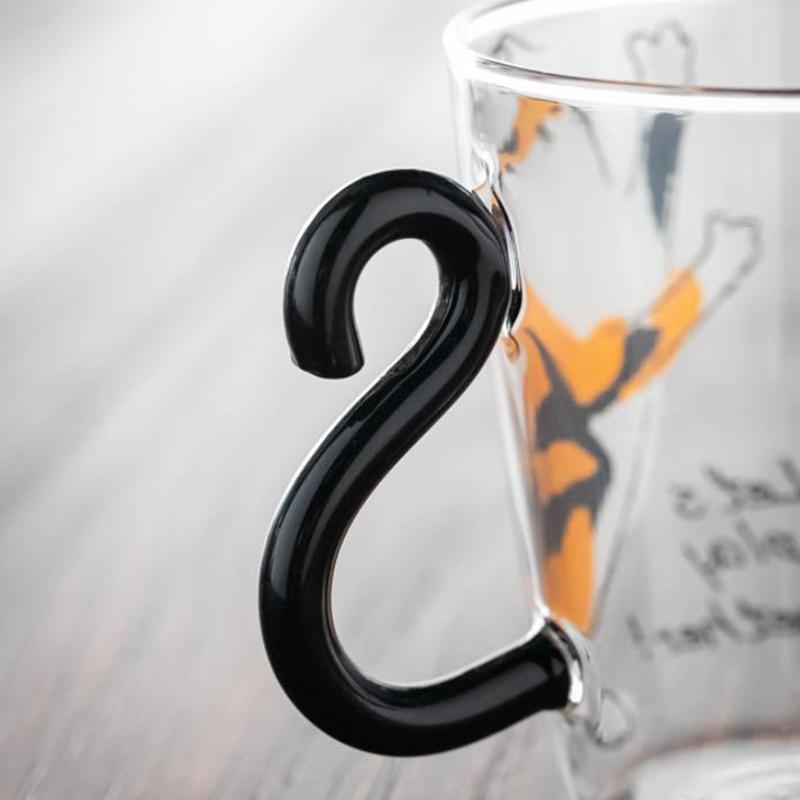 250 ml süße Katze Glas Saft Kaffeetasse Milch Tee Kaffee Glas Becher Katze Schwanz Griff
