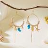 Mermaidcore Ocean Charm Hoop Earrings for Women Starfish Shell Imitation Pearl Turquoise Stone Dangle Summer Beach Jewelry