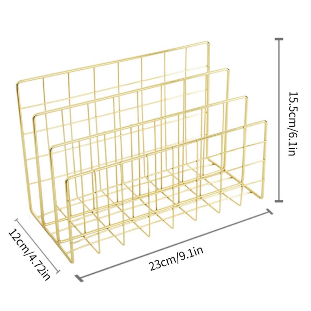 Three Grid Desktop Storage Rack L Shaped Mail Sorter Holder Bookcase Holder For Office Workers