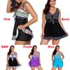 Elegant Womens Fashion Plus Size V Neck Skirted Print Front Tankini Swimsuit