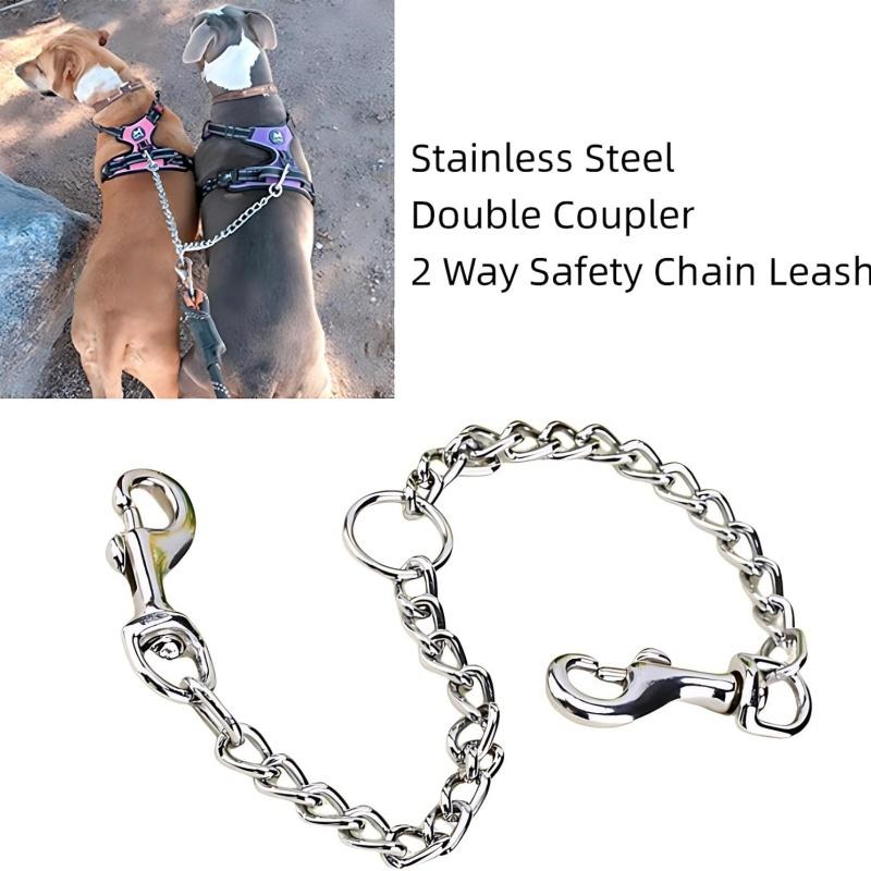 Double Head Pet Traction Rope Traction Belt Dog Traction Double Buckle Chain For Two Dog Leash Running Walking