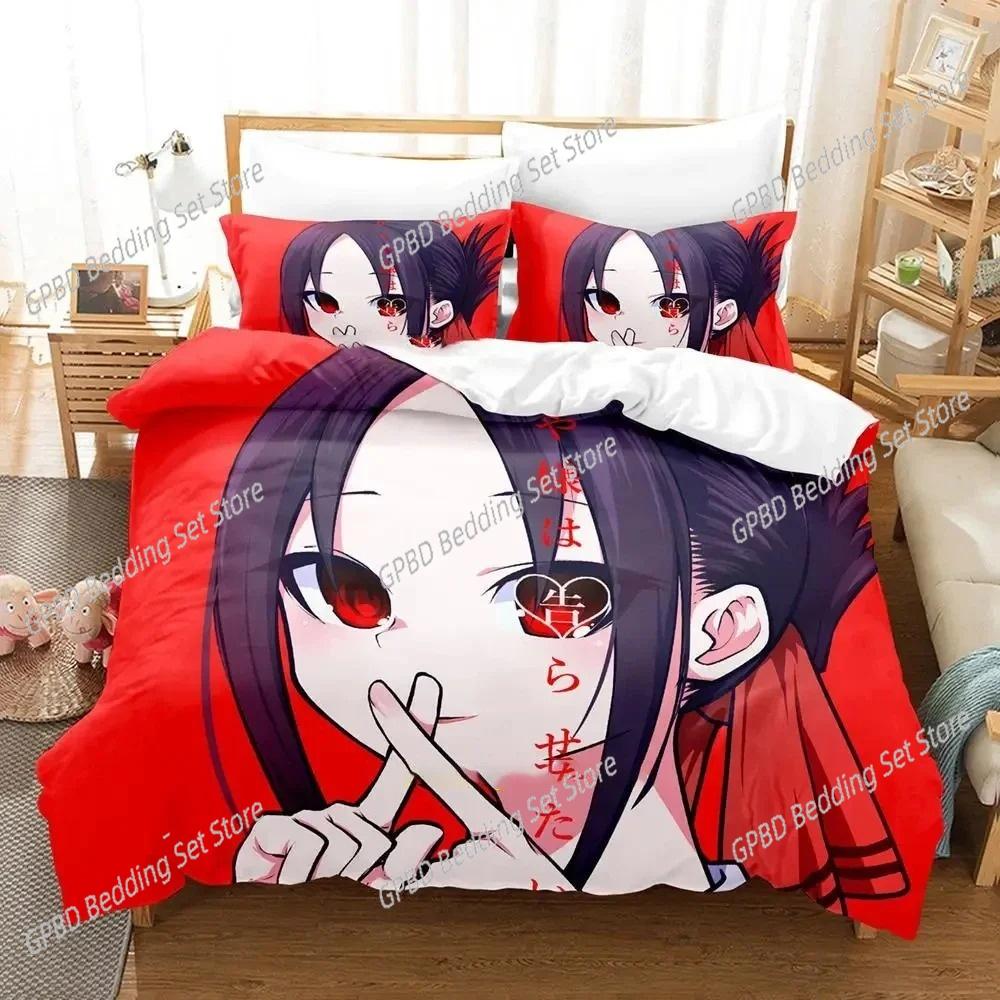 Anime Kaguya-Sama Love Is War 3D Bedding Set Duvet Cover Pillowcases Single Twin Full Queen King Size Home Decor Quilt Boys Gift