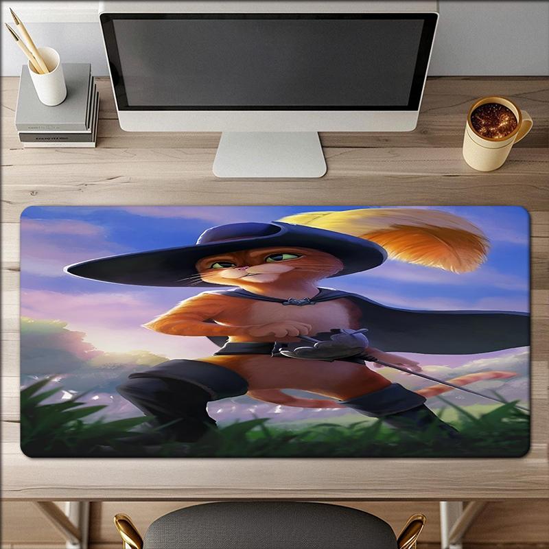 Puss In Boots Theme Mouse Pad, Non Slip Rubber Base, Multifunctional Office & Home Decor, Perfect for Workspace Personalization.