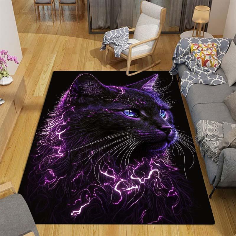 Balck Halloween Decor Area Rug Satanic Ritual Rug Mysterious Rune Printing Floor Mat Decor Mat for Living Room Bedroom Carpet